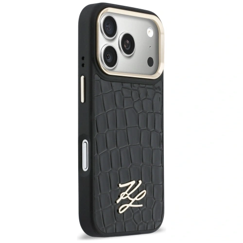 Etui Karl Lagerfeld Croco KL Script Logo MagSafe do Apple iPhone 17 Pro Max czarny
