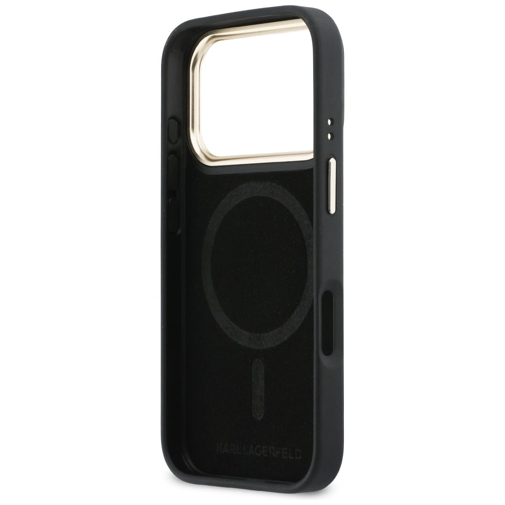 Etui Karl Lagerfeld Croco KL Script Logo MagSafe do Apple iPhone 17 Pro Max czarny