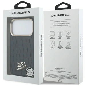 Etui Karl Lagerfeld Croco KL Script Logo MagSafe do Apple iPhone 17 Pro Max czarny