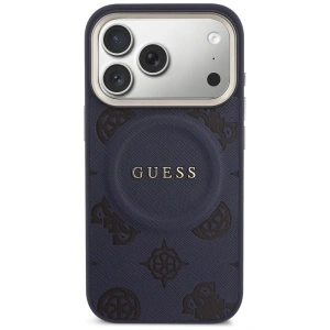 Etui Guess Peony Hot Stamp MagSafe do Apple iPhone 17 Pro Max niebieski
