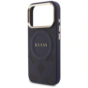 Etui Guess Peony Hot Stamp MagSafe do Apple iPhone 17 Pro Max niebieski