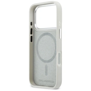 Etui Karl Lagerfeld Croco KL Script Logo MagSafe do Apple iPhone 17 Pro Max srebrny