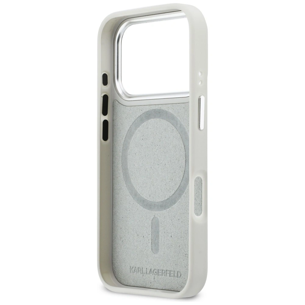 Etui Karl Lagerfeld Croco KL Script Logo MagSafe do Apple iPhone 17 Pro Max srebrny