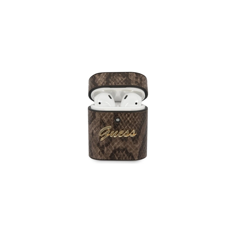 Hurtownia GSM - Etui Guess GUACA2PUSNSMLBR Apple AirPods kryt hnědý/brown Python Collection - GUE570BR - {ean13} - Hurt