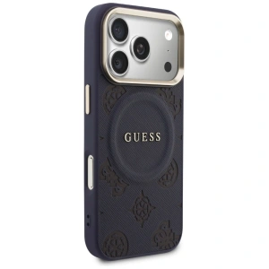 Etui Guess Peony Hot Stamp MagSafe do Apple iPhone 17 Pro niebieski