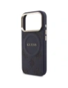 Etui Guess Peony Hot Stamp MagSafe do Apple iPhone 17 Pro niebieski