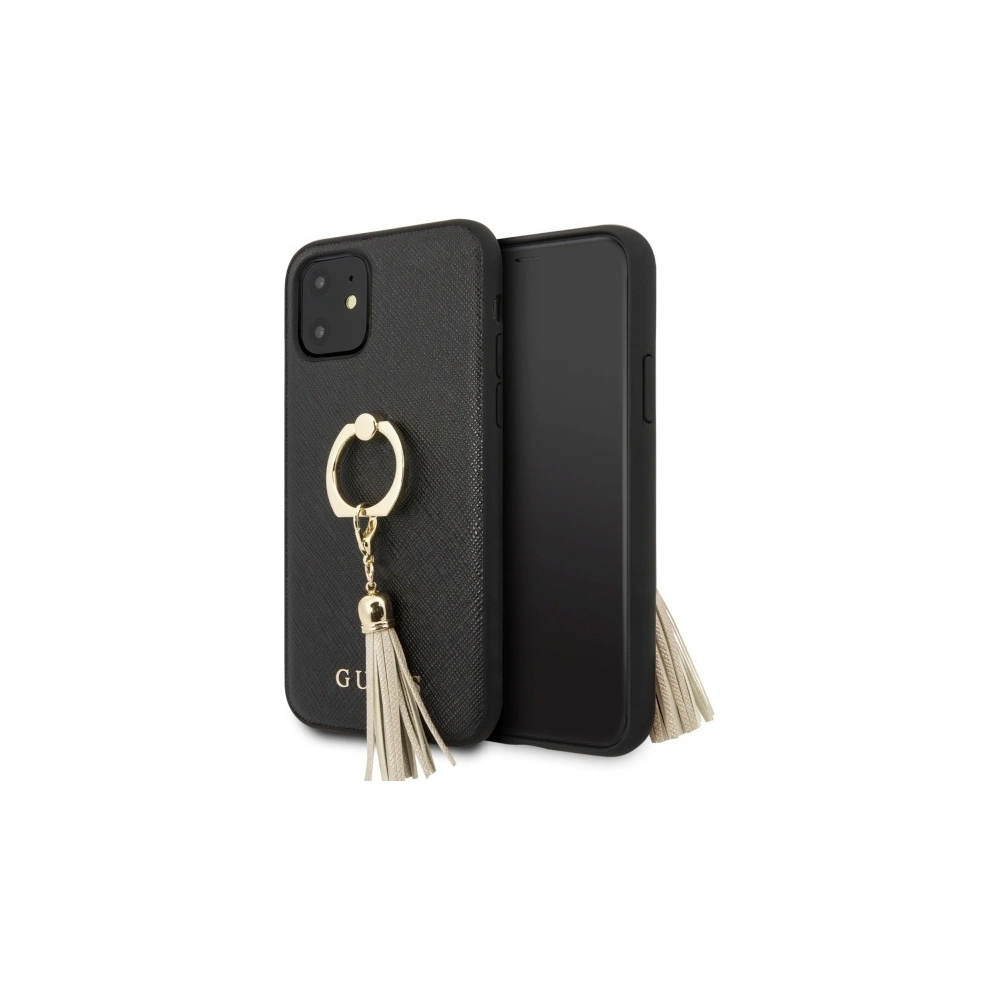 Hurtownia GSM - Etui Guess GUHCN61RSSABK Apple iPhone 11 schwarz/black Hardcase Saffiano mit Ringständer - GUE579BLK - {ean13} - Hurt