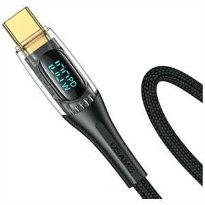 Kabel USAMS Shadow Series US-SJ591 PD 100W z wyświetlaczem USB-C / USB-C 2m czarny