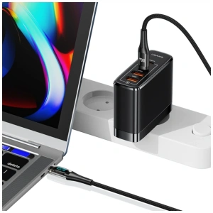 Kabel USAMS Shadow Series US-SJ591 PD 100W z wyświetlaczem USB-C / USB-C 2m czarny
