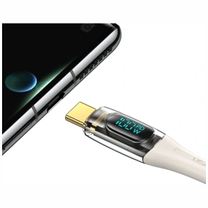 Kabel USAMS Shadow Series US-SJ591 PD 100W z wyświetlaczem USB-C / USB-C 2m czarny