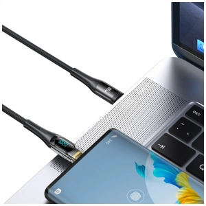 Kabel USAMS Shadow Series US-SJ591 PD 100W z wyświetlaczem USB-C / USB-C 2m czarny