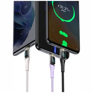 Kabel USAMS Shadow Series US-SJ591 PD 100W z wyświetlaczem USB-C / USB-C 2m czarny