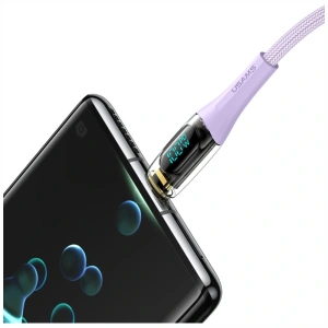 Kabel USAMS Shadow Series US-SJ591 PD 100W z wyświetlaczem USB-C / USB-C 2m czarny