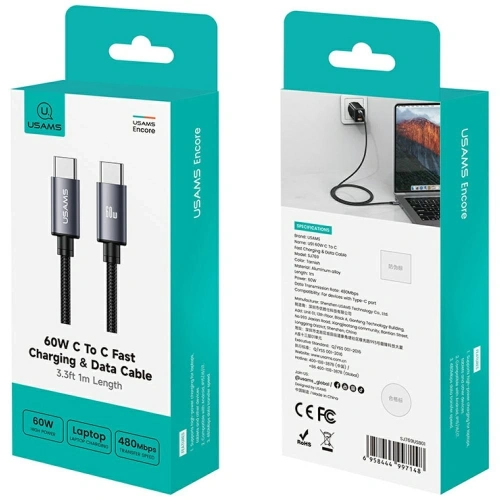 Kabel USAMS U91 60W USB-C / USB-C 1m tarnish