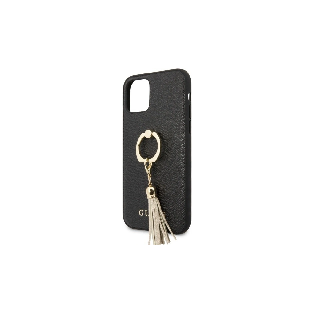 Wholesale Guess GUHCN61RSSABK Apple iPhone 11 black hard case Saffiano with ring stand - GUE579BLK - {ean13} - Hurt