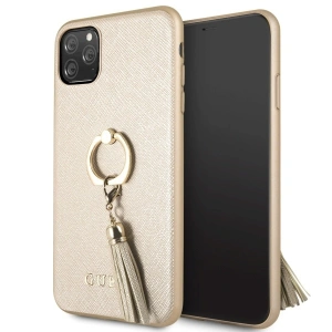 Etui Guess GUHCN65RSSABE Apple iPhone 11 Pro Max beige Hartschale Saffiano mit Ringständer