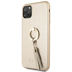 Etui Guess GUHCN65RSSABE Apple iPhone 11 Pro Max beige Hartschale Saffiano mit Ringständer