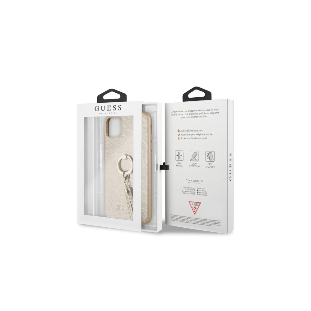 Hurtownia GSM - Etui Guess GUHCN65RSSABE Apple iPhone 11 Pro Max beige Hartschale Saffiano mit Ringständer - GUE580BEI - {ean13} - Hurt