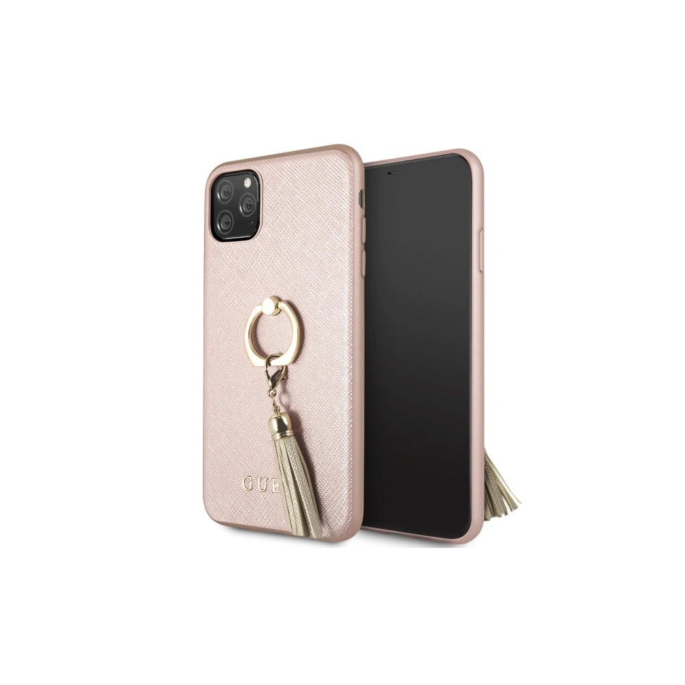 Hurtownia GSM - Etui Guess GUHCN65RSSARG Apple iPhone 11 Pro Max różowo-złoty/rosegold hard case Saffiano with ring stand - GUE581RS - {ean13} - Hurt
