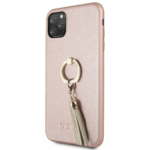 Etui Guess GUHCN65RSSARG Apple iPhone 11 Pro Max różowo-złoty/rosegold hard case Saffiano with ring stand