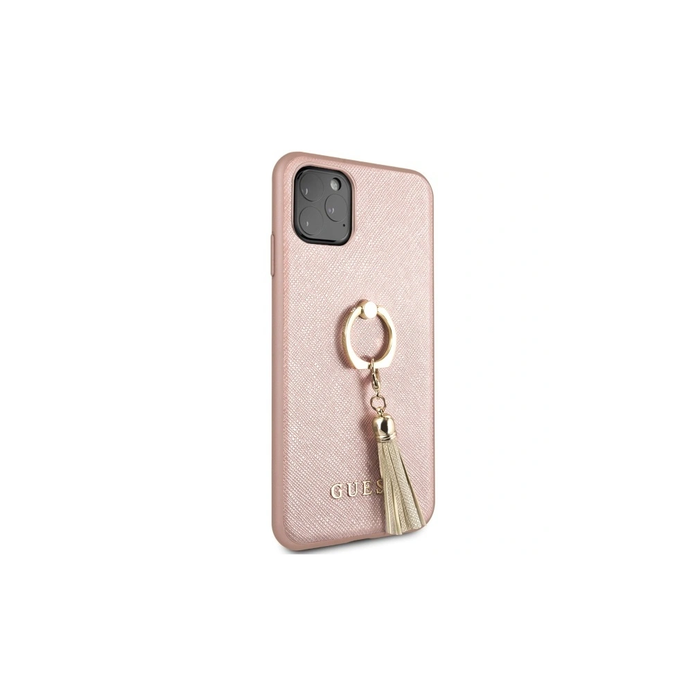 Hurtownia GSM - Etui Guess GUHCN65RSSARG Apple iPhone 11 Pro Max růžovo-zlatý/rosegold hard case Saffiano s kroužkovým stojánkem - GUE581RS - {ean13} - Hurt