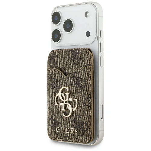 Portfel z lusterkiem Guess 4G Stand & Mirror MagSafe brązowy