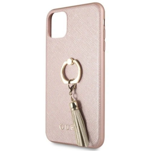 Etui Guess GUHCN65RSSARG Apple iPhone 11 Pro Max różowo-złoty/rosegold hard case Saffiano with ring stand