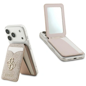 Portfel z lusterkiem Guess 4G Stand & Mirror MagSafe różowy