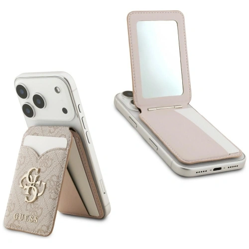 Portfel z lusterkiem Guess 4G Stand & Mirror MagSafe różowy