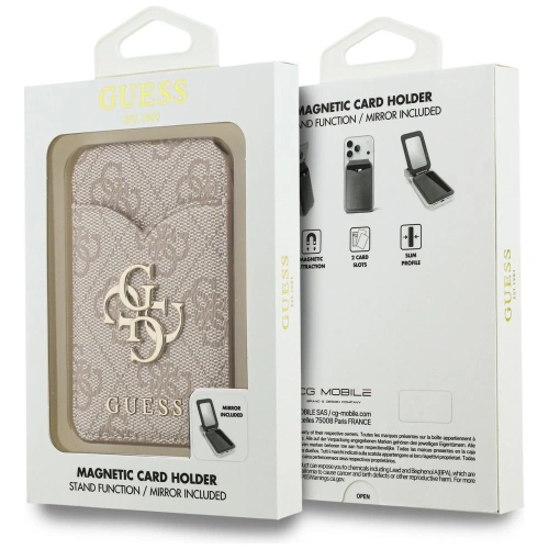Portfel z lusterkiem Guess 4G Stand & Mirror MagSafe różowy