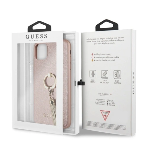 Etui Guess GUHCN65RSSARG Apple iPhone 11 Pro Max różowo-złoty/rosegold hard case Saffiano with ring stand