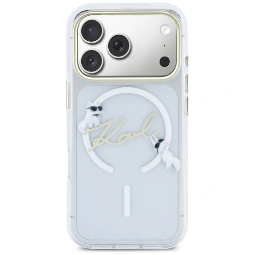 Etui Karl Lagerfeld IML Choupettes Karl Script Logo MagSafe do Apple iPhone 17 Pro przezroczysty
