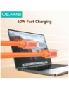 Kabel USAMS U97 60W USB-C / USB-C handstrap 30cm pomarańczowy