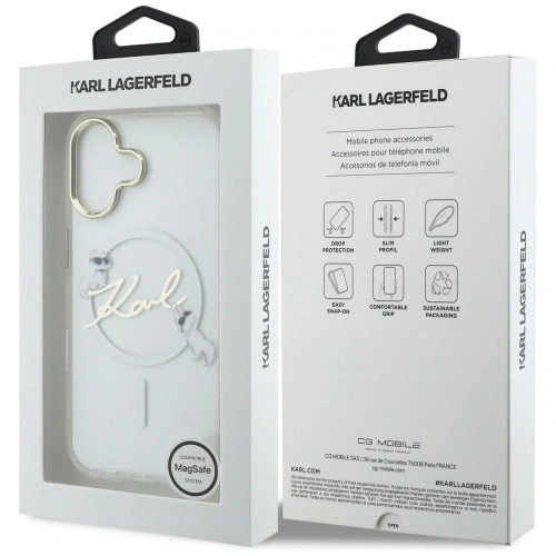 Etui Karl Lagerfeld IML Choupettes Karl Script Logo MagSafe do Apple iPhone 17 przezroczysty