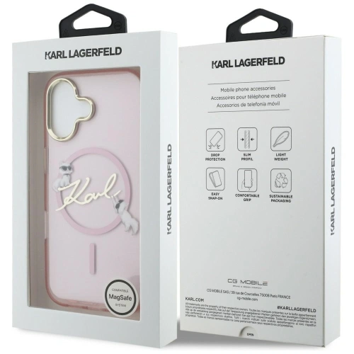 Etui Karl Lagerfeld IML Choupettes Karl Script Logo MagSafe do Apple iPhone 17 różowy