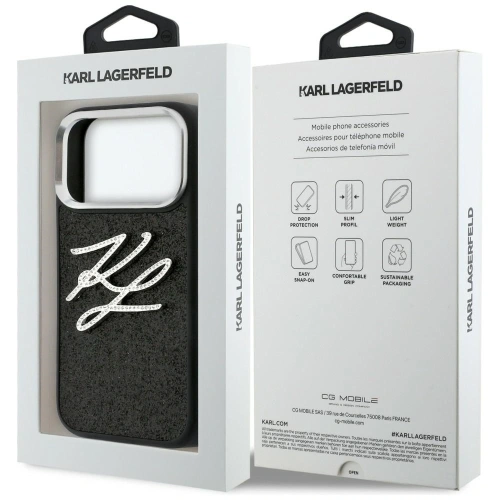 Etui Karl Lagerfeld IML Glitter KL Diamond Logo do Apple iPhone 17 Pro czarny