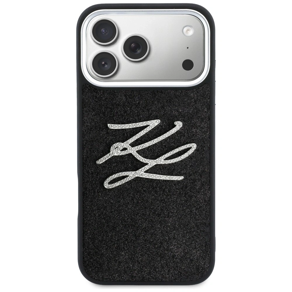 Etui Karl Lagerfeld IML Glitter KL Diamond Logo do Apple iPhone 17 Pro Max czarny