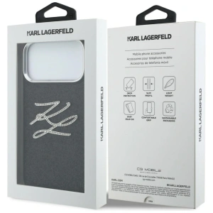 Etui Karl Lagerfeld IML Glitter KL Diamond Logo do Apple iPhone 17 Pro Max czarny