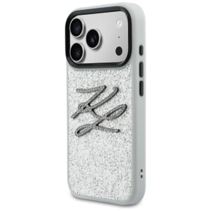 Etui Karl Lagerfeld IML Glitter KL Diamond Logo do Apple iPhone 17 Pro srebrny