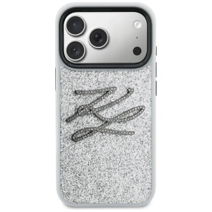 Etui Karl Lagerfeld IML Glitter KL Diamond Logo do Apple iPhone 17 Pro srebrny
