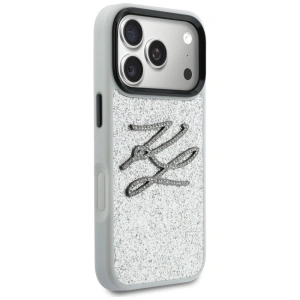 Etui Karl Lagerfeld IML Glitter KL Diamond Logo do Apple iPhone 17 Pro srebrny