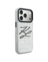 Etui Karl Lagerfeld IML Glitter KL Diamond Logo do Apple iPhone 17 Pro srebrny