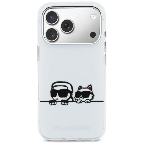 Etui Karl Lagerfeld IML Karl & Choupette Peekaboo Logo MagSafe do Apple iPhone 17 Pro biały