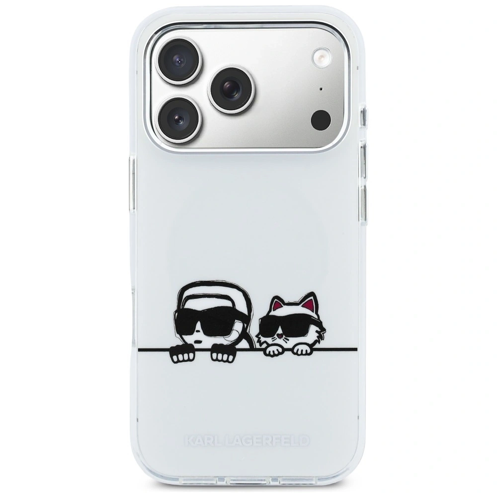 Etui Karl Lagerfeld IML Karl & Choupette Peekaboo Logo MagSafe do Apple iPhone 17 Pro biały