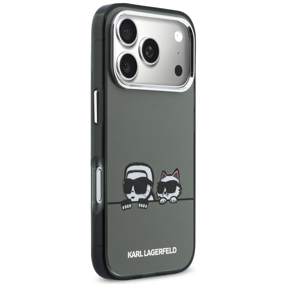 Etui Karl Lagerfeld IML Karl & Choupette Peekaboo Logo MagSafe do Apple iPhone 17 Pro czarny