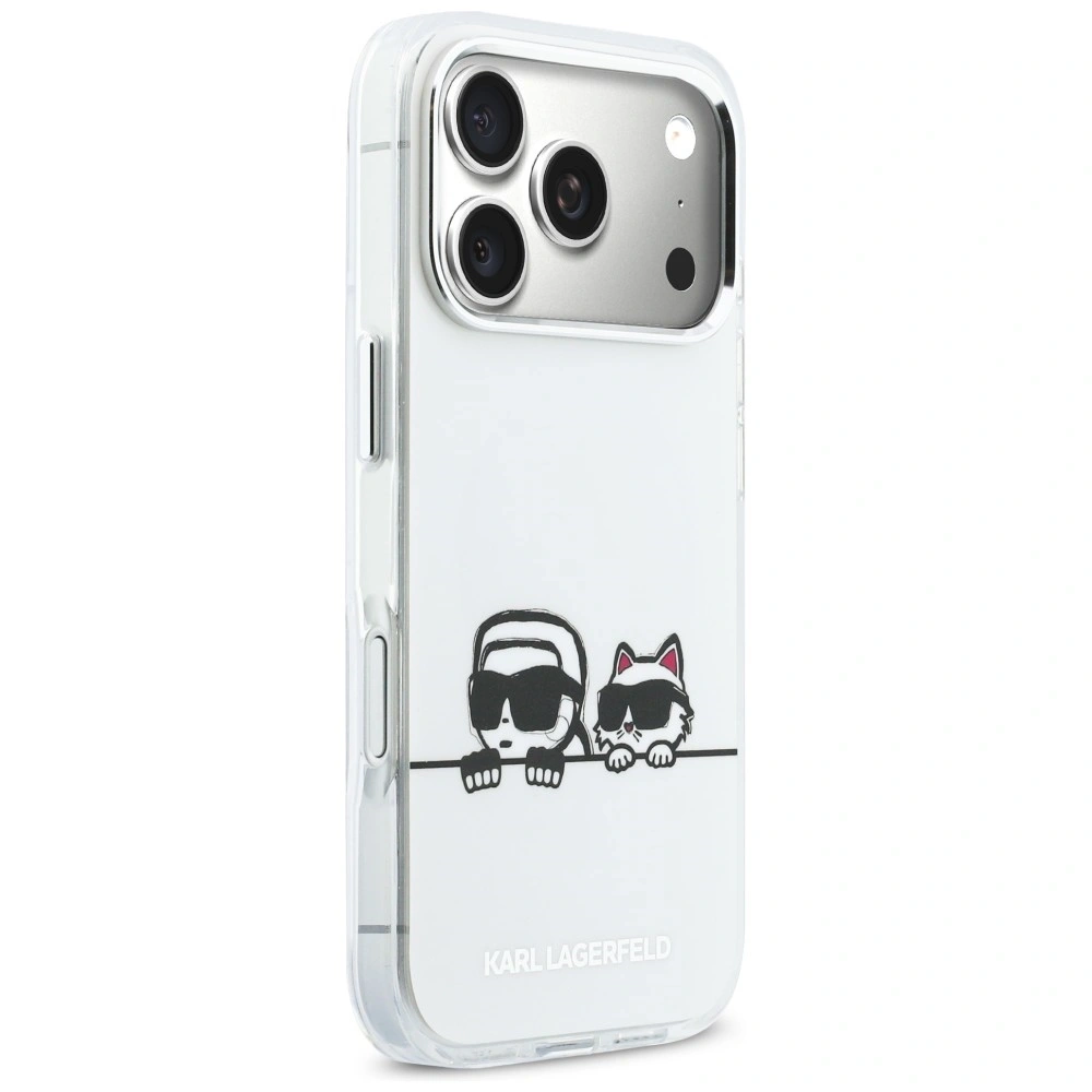 Etui Karl Lagerfeld IML Karl & Choupette Peekaboo Logo MagSafe do Apple iPhone 17 Pro Max biały