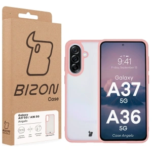 Etui Bizon Case Angelo do Samsung Galaxy A37 5G / A36 5G półprzezroczyste z jasnoróżową ramką