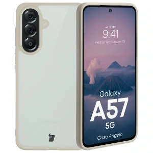 Etui Bizon Case Angelo do Samsung Galaxy A57 5G półprzezroczyste z beżową ramką