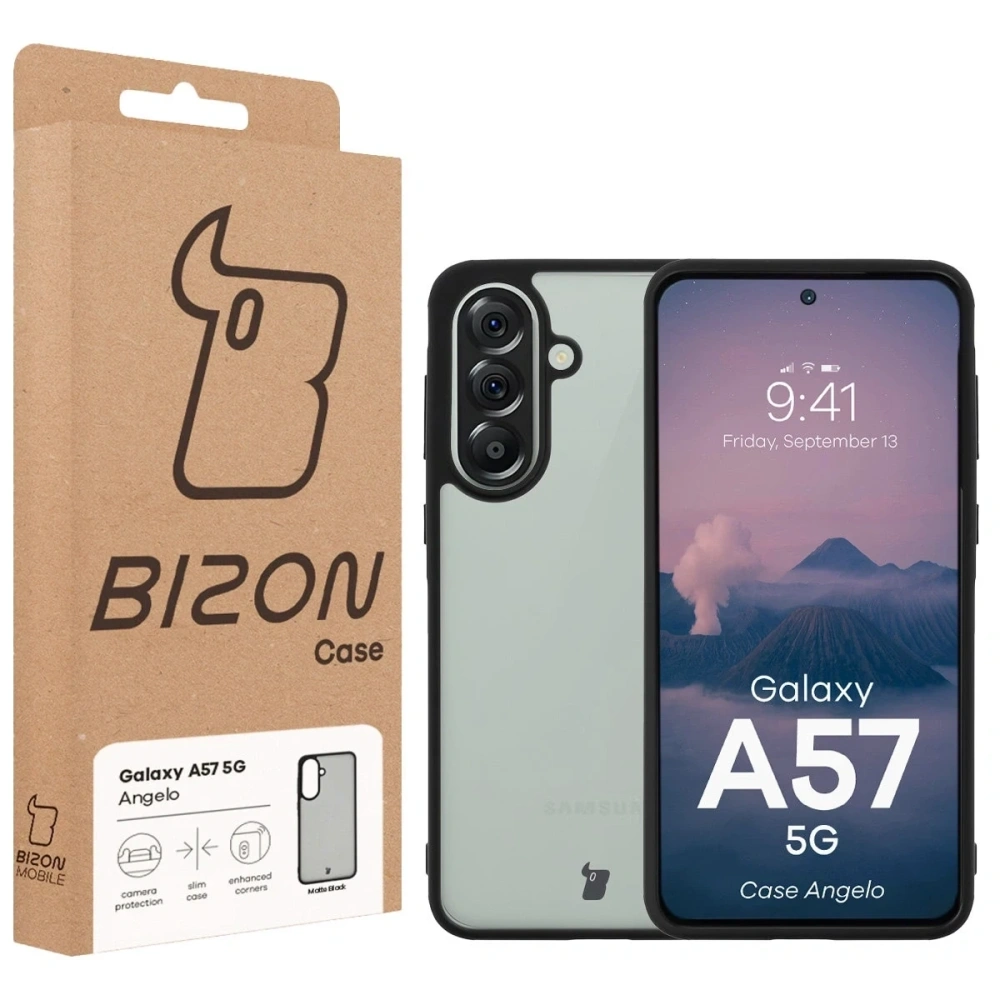 Etui Bizon Case Angelo do Samsung Galaxy A57 5G przydymione z czarną ramką
