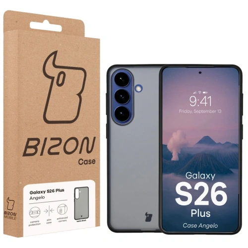 Etui Bizon Case Angelo do Samsung Galaxy S26+ Plus przydymione z czarną ramką
